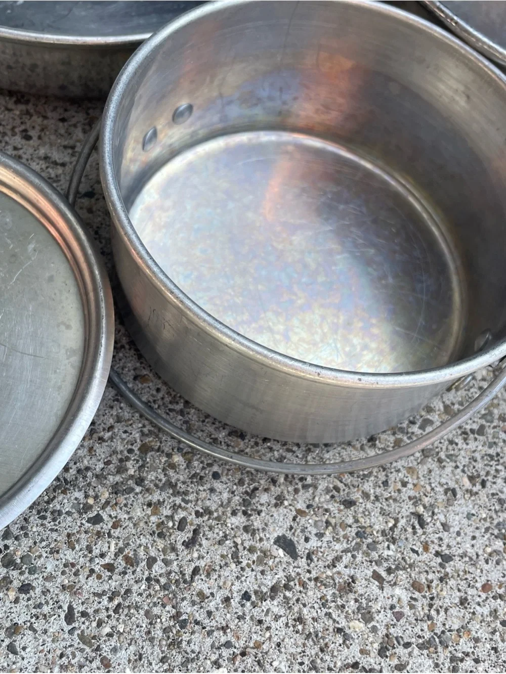 Vintage Bulldog Brand Camping Cooking Pots Aluminum Tins Pans Outdoor